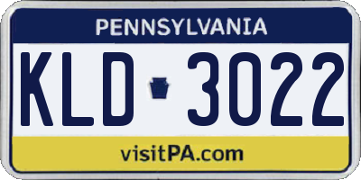 PA license plate KLD3022