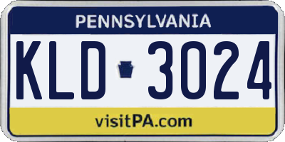 PA license plate KLD3024
