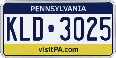 PA license plate KLD3025