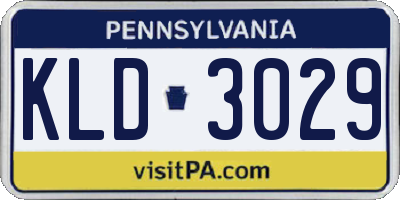 PA license plate KLD3029