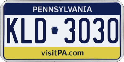 PA license plate KLD3030