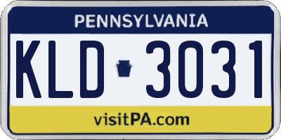 PA license plate KLD3031