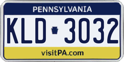 PA license plate KLD3032