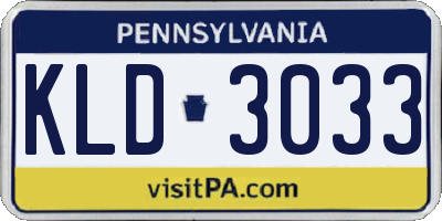 PA license plate KLD3033