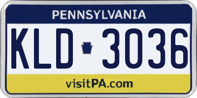 PA license plate KLD3036