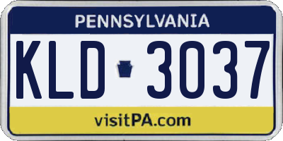 PA license plate KLD3037