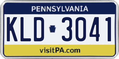 PA license plate KLD3041