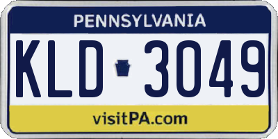 PA license plate KLD3049