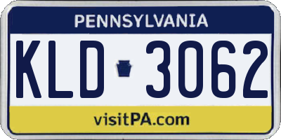 PA license plate KLD3062