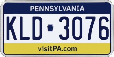 PA license plate KLD3076