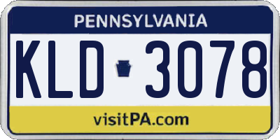 PA license plate KLD3078