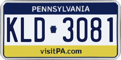 PA license plate KLD3081