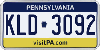 PA license plate KLD3092