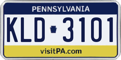 PA license plate KLD3101