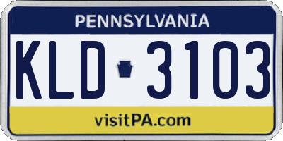 PA license plate KLD3103