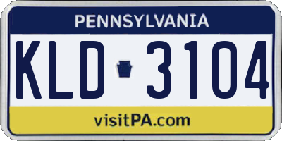 PA license plate KLD3104
