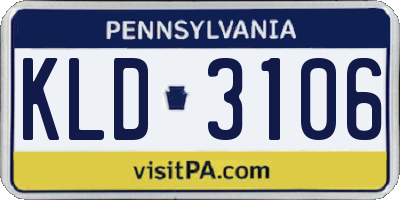 PA license plate KLD3106