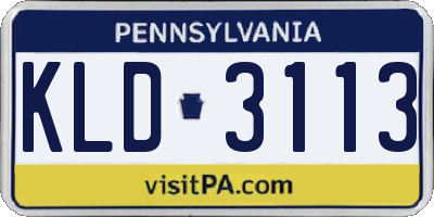 PA license plate KLD3113