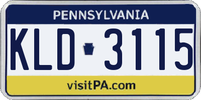 PA license plate KLD3115