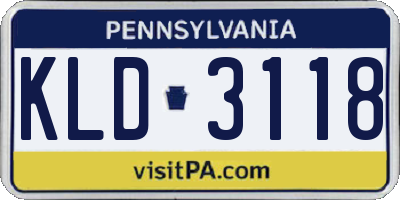 PA license plate KLD3118