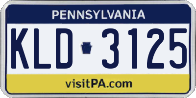 PA license plate KLD3125