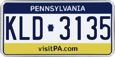 PA license plate KLD3135