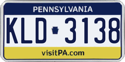 PA license plate KLD3138