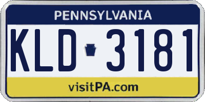 PA license plate KLD3181
