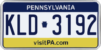 PA license plate KLD3192