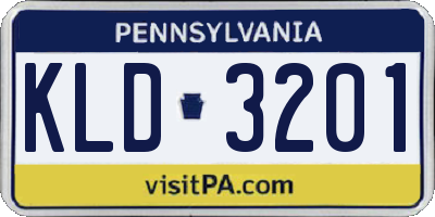 PA license plate KLD3201