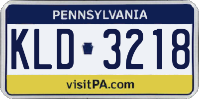 PA license plate KLD3218