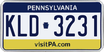 PA license plate KLD3231