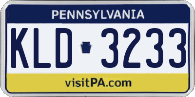 PA license plate KLD3233