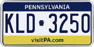 PA license plate KLD3250