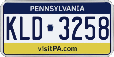 PA license plate KLD3258