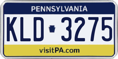 PA license plate KLD3275