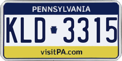 PA license plate KLD3315