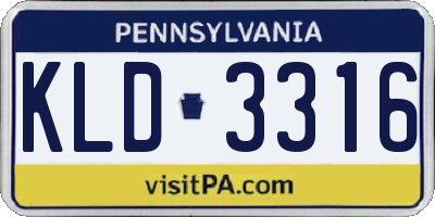PA license plate KLD3316