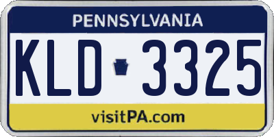 PA license plate KLD3325