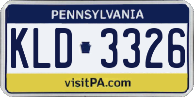 PA license plate KLD3326