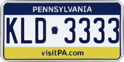 PA license plate KLD3333