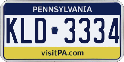 PA license plate KLD3334