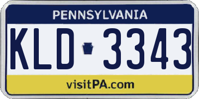 PA license plate KLD3343