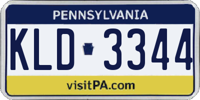 PA license plate KLD3344