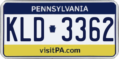 PA license plate KLD3362