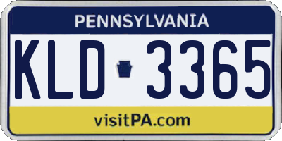 PA license plate KLD3365