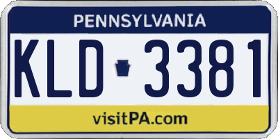PA license plate KLD3381