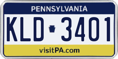 PA license plate KLD3401