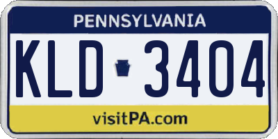 PA license plate KLD3404