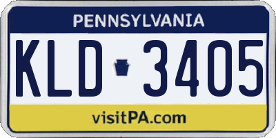 PA license plate KLD3405